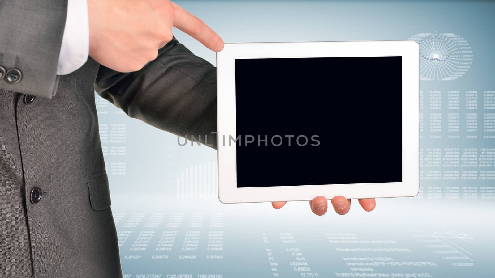 Two hands using tablet pc by cherezoff