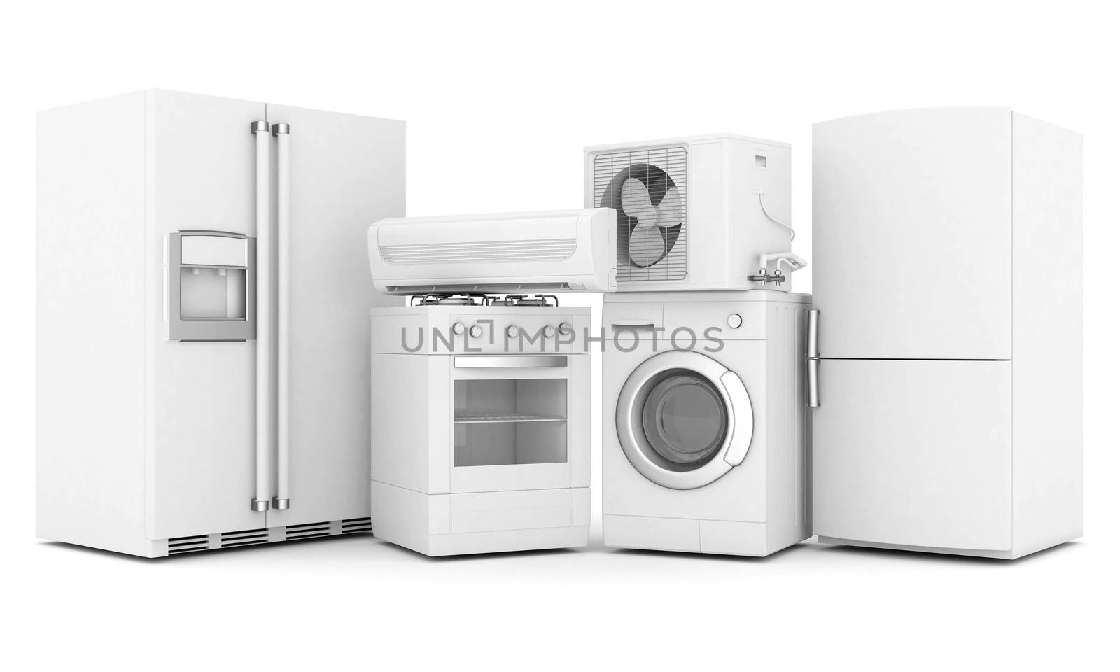 picture of household appliances on a white background