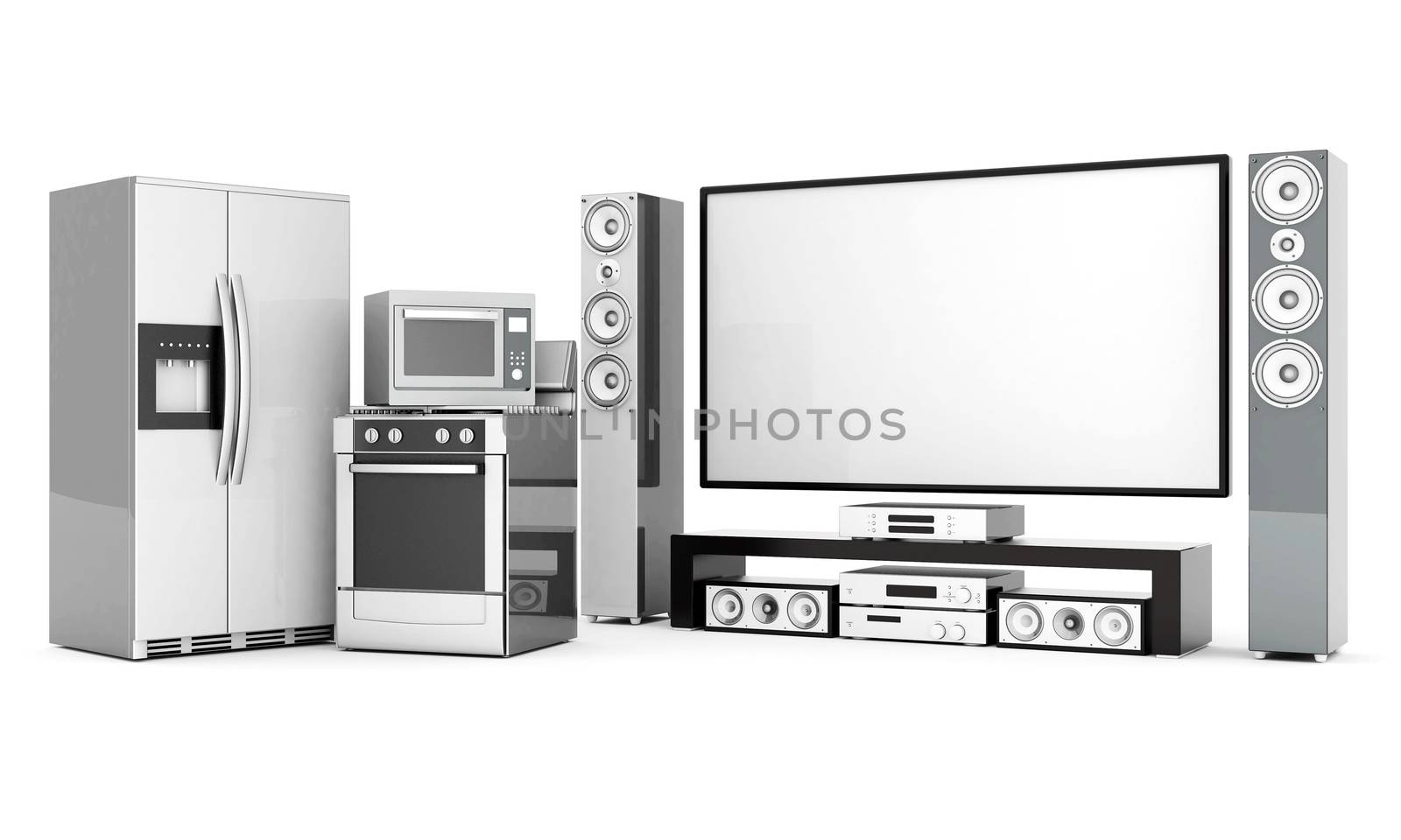 picture of household appliances on a white background