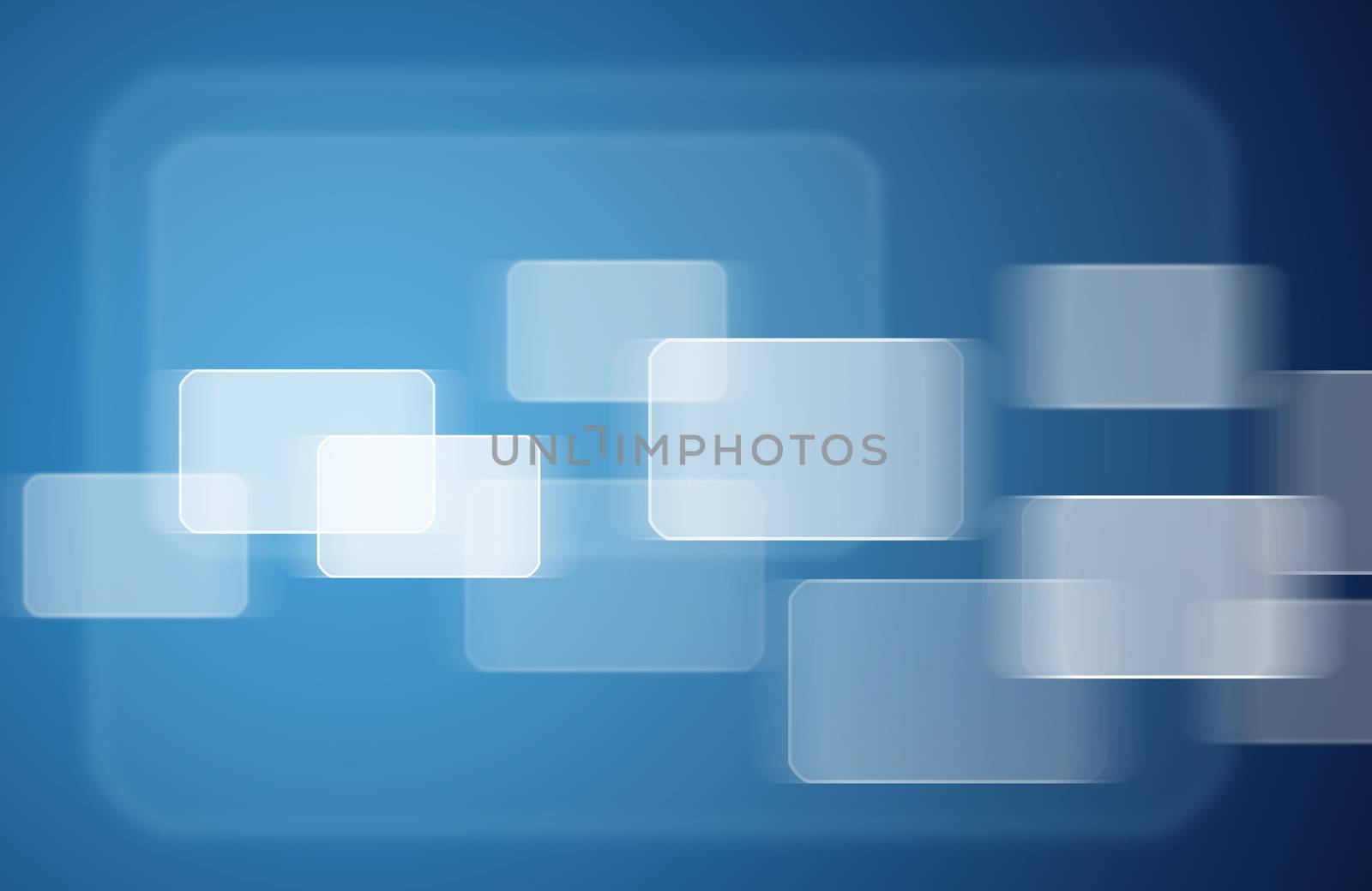 Transparent rectangles on blue background. Technology background