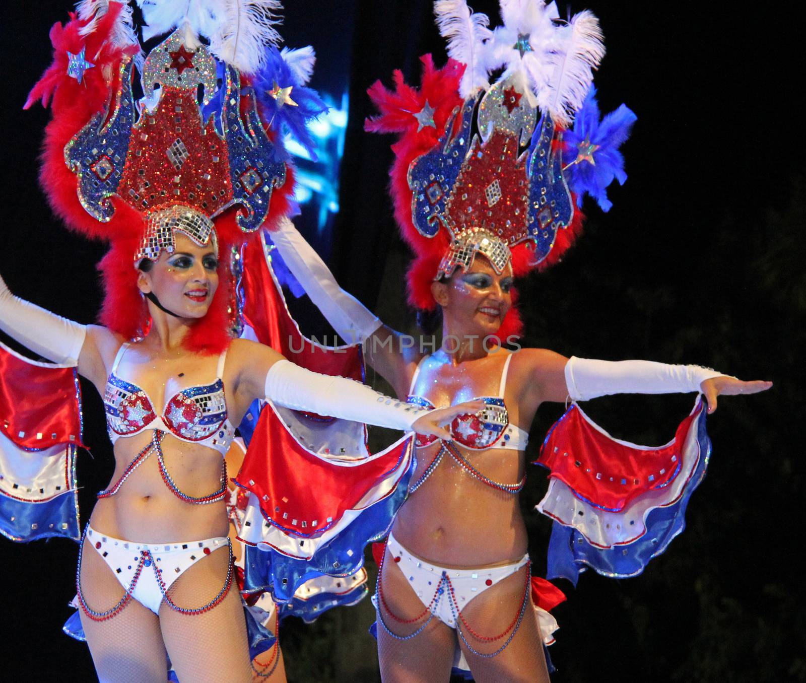 Entertainers performing on stage at a carnaval in Playa del Carmen, Mexico 08 Feb 2013 No model release Editorial use only