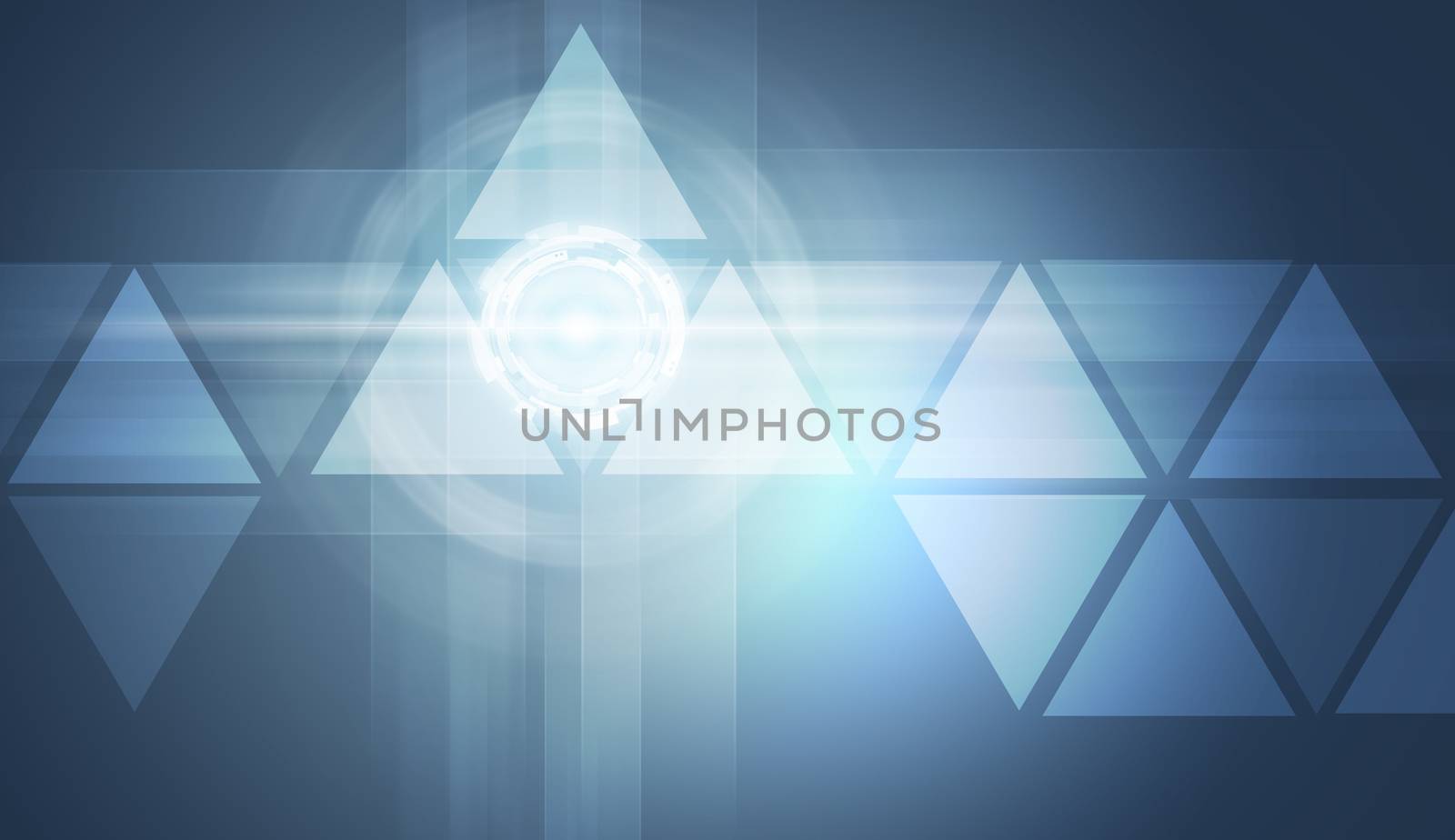 Transparent triangles on blue background. Technology background