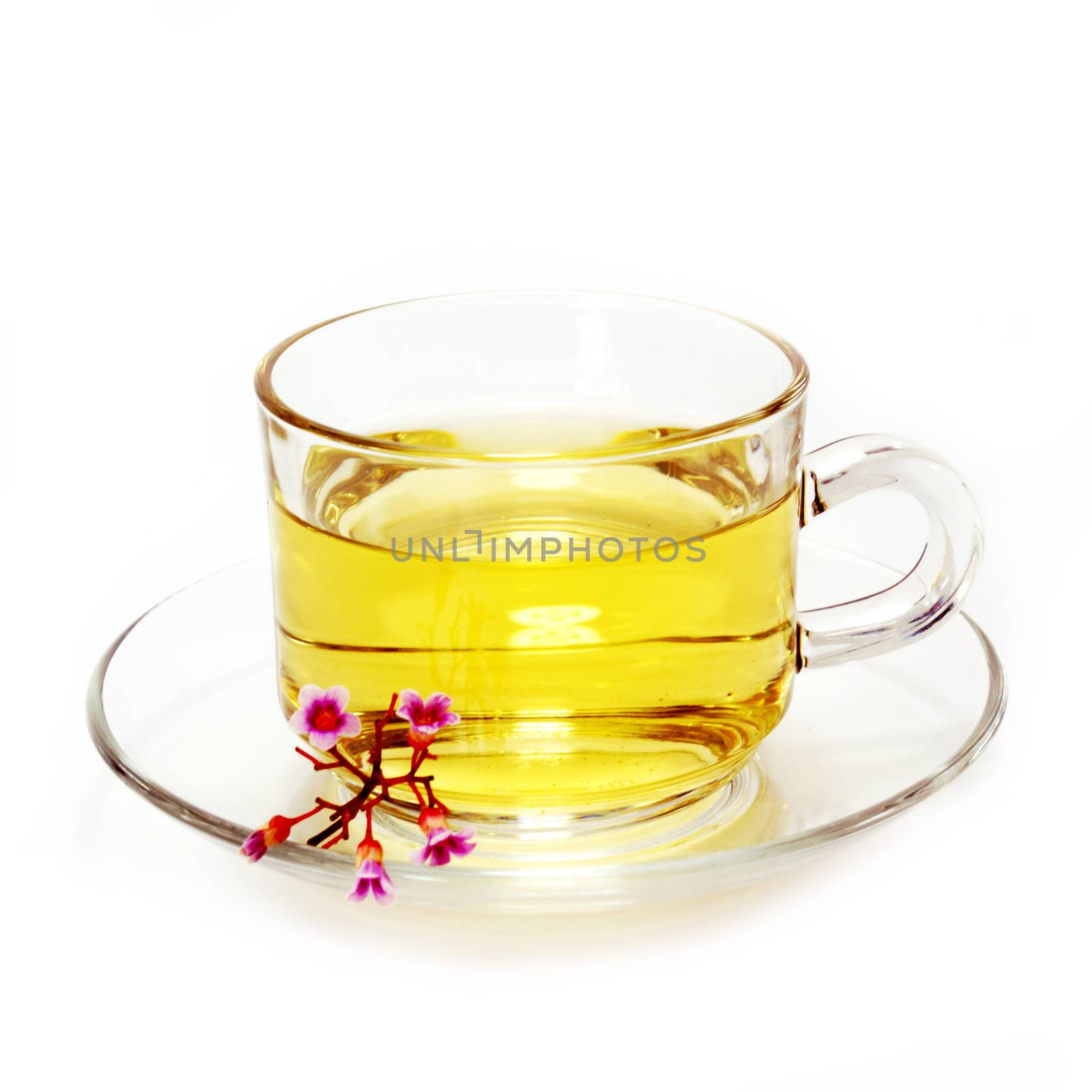 Flower tea mix honey and lemon.