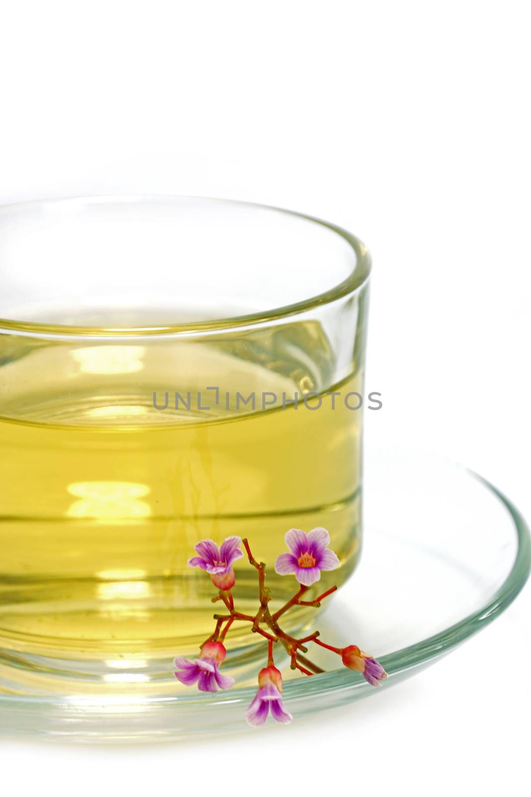 Flower tea mix honey and lemon.