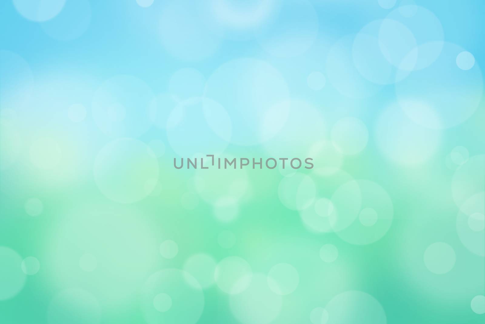 Airy background with bokeh and other lights effect on blue, green, yellow, turquoise background, nature concept