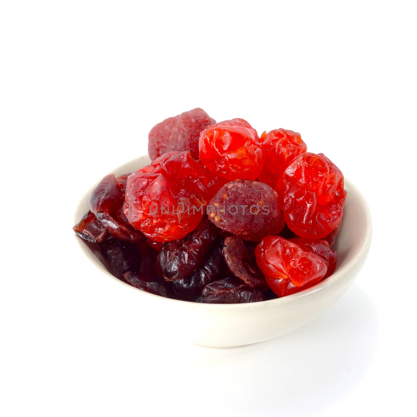 Dried mixed berries on isolate white background.