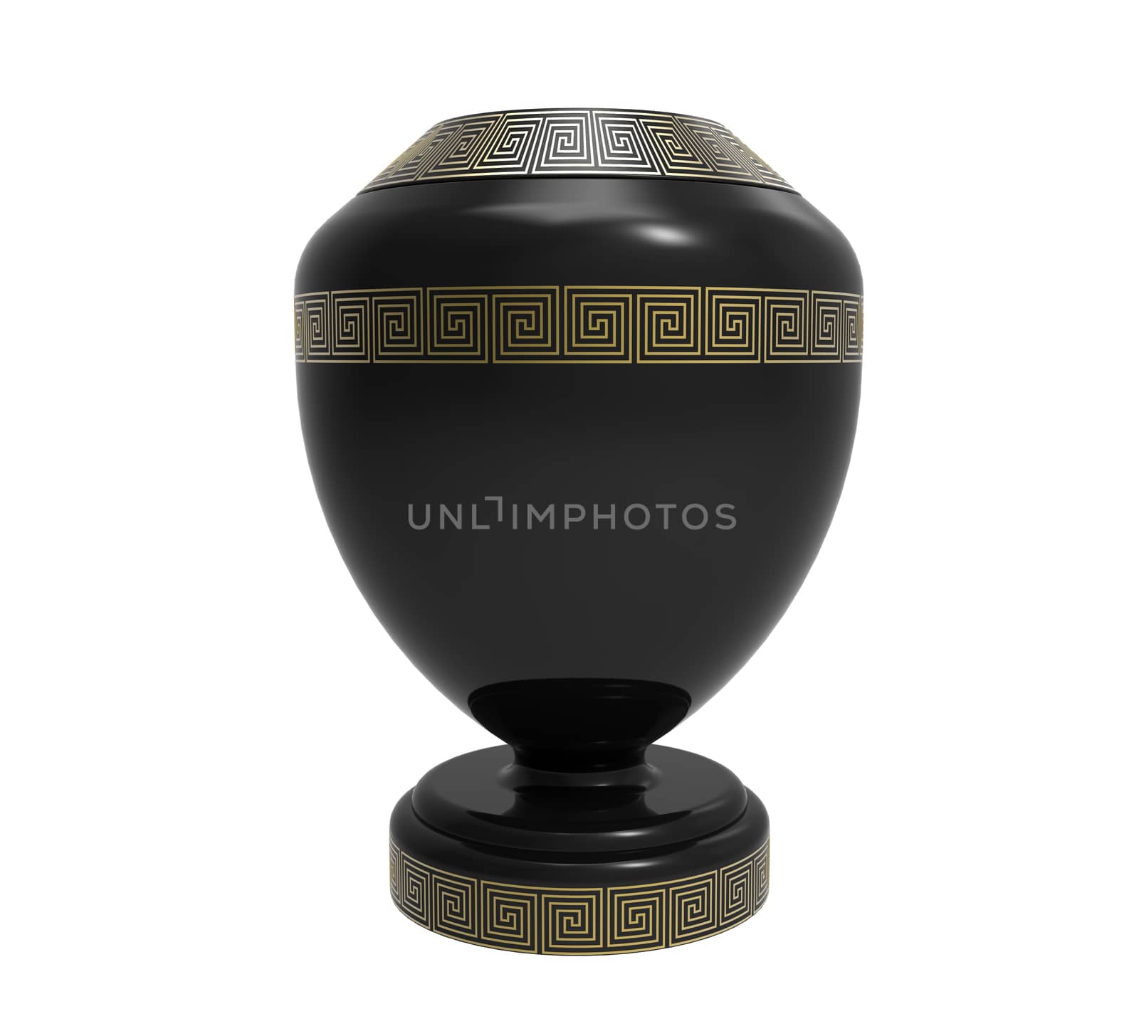 Cremation black urn, 3d render, isolated on white