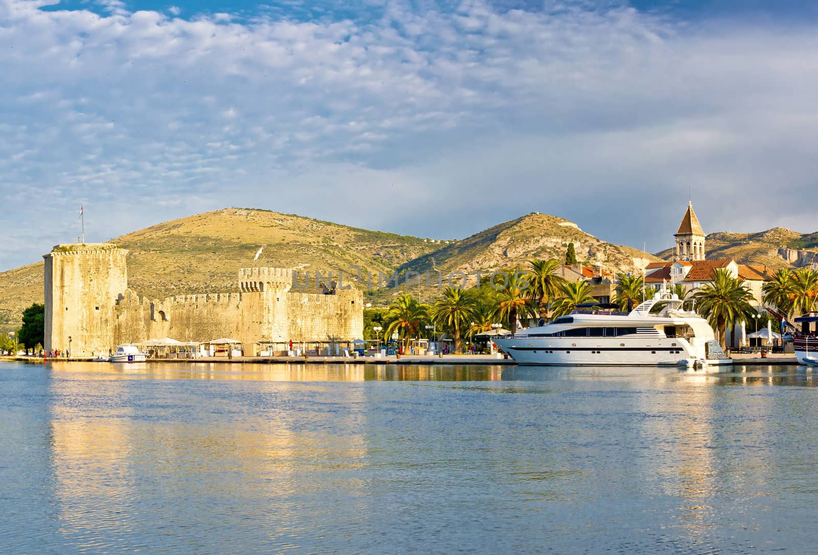 Town of Trogir old citadel and waterfront view, UNESCO world heritage site in Dalmatia, Croatia