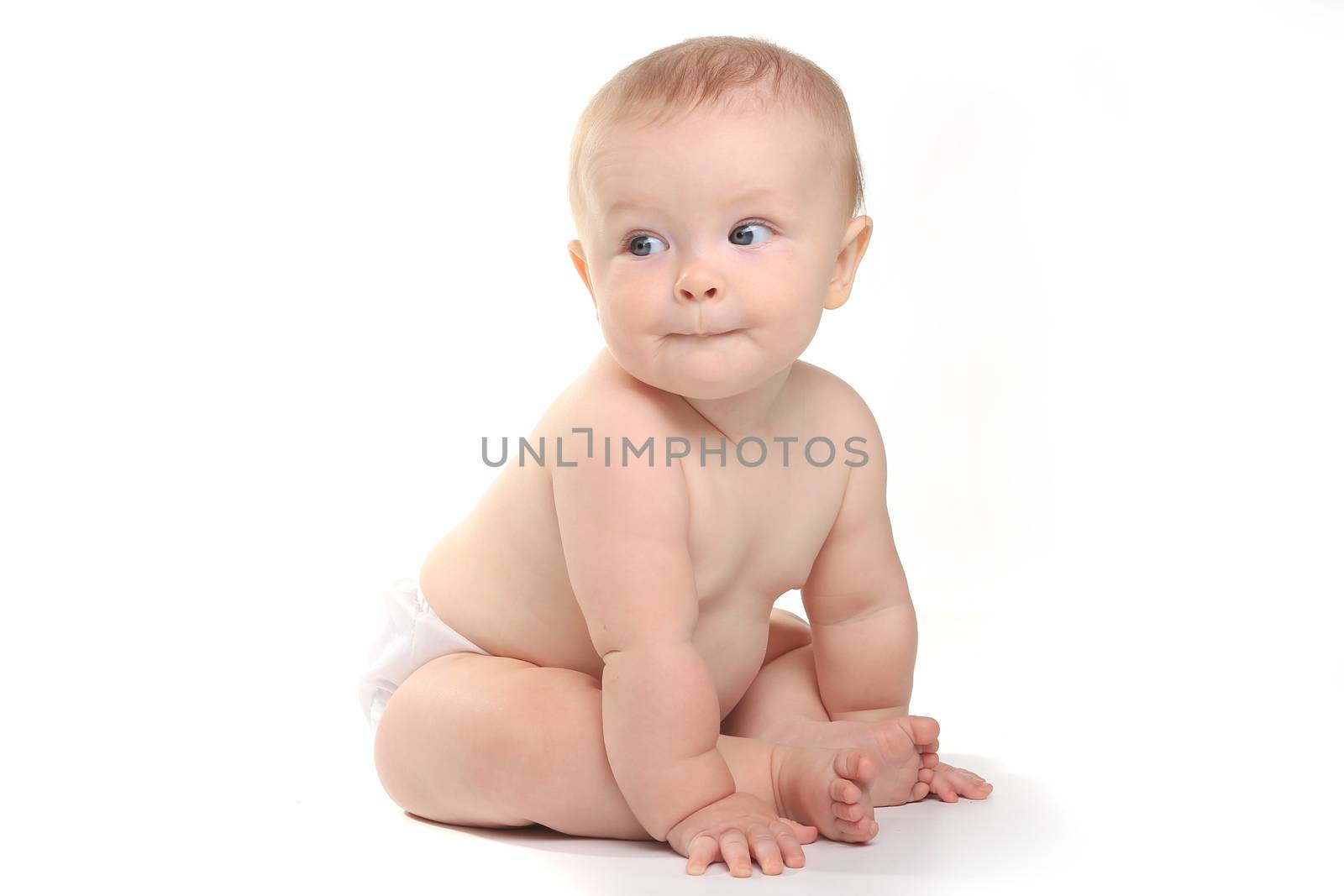 Expressive Happy Adorable Baby on a White Background