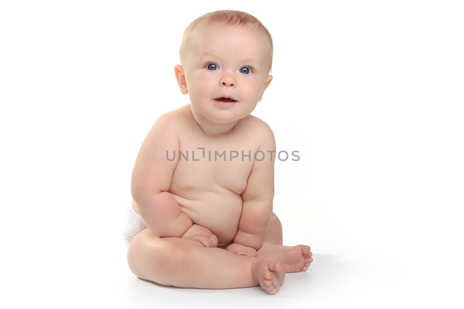 Expressive Happy Adorable Baby on a White Background