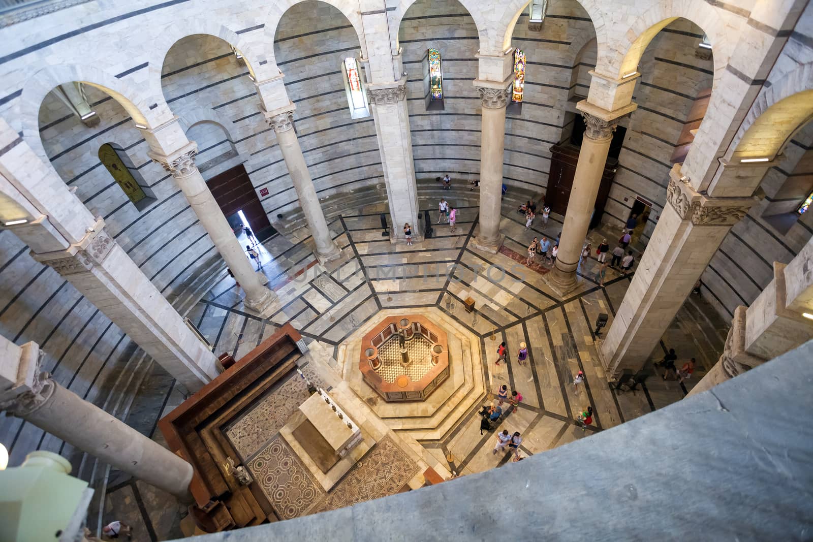 PISA, ITALY - AUGUST 11, 2013: Battistero Pisa interior view, Piazza del Duomo, Italy