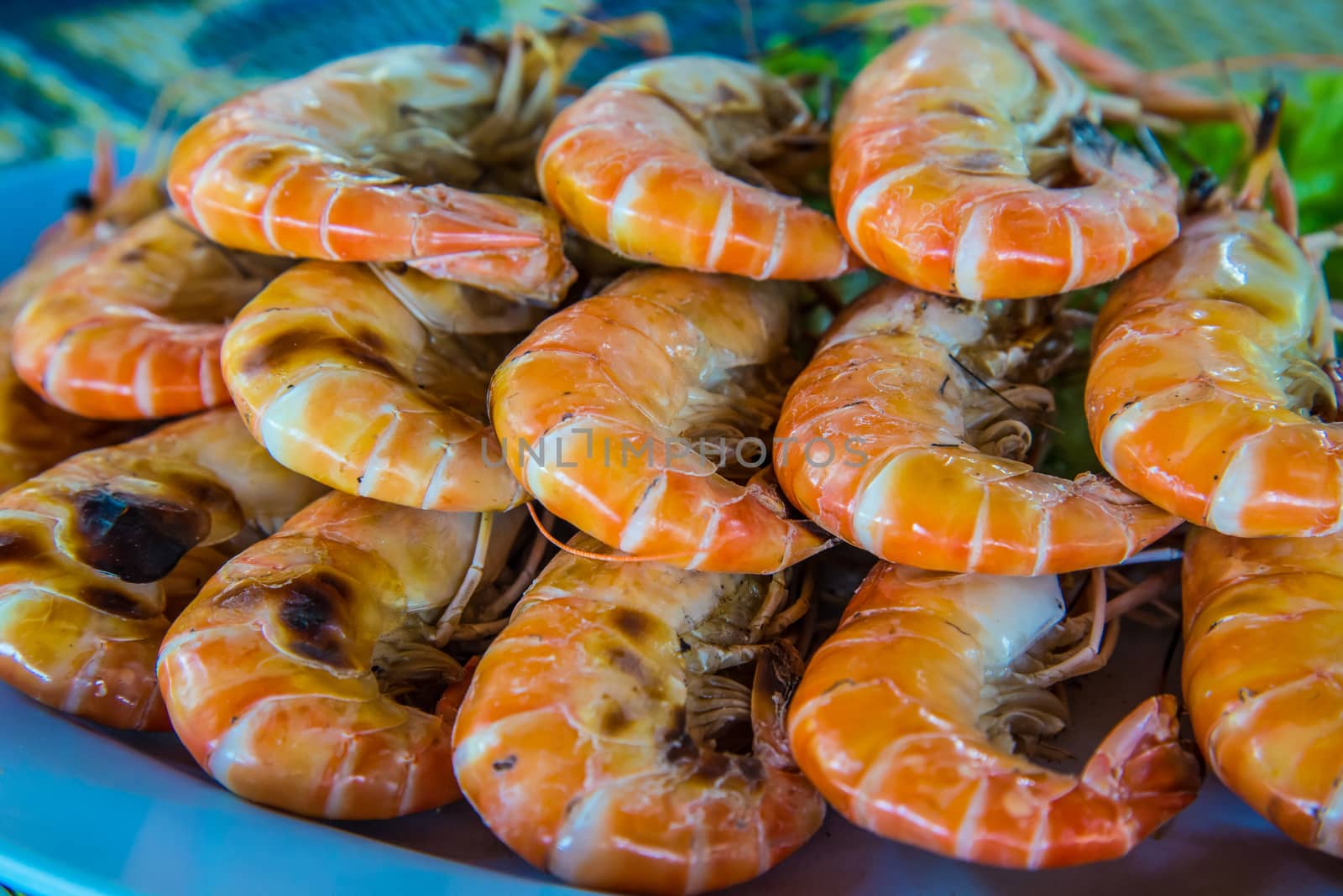 A grilled Shrimps Background ready for eating