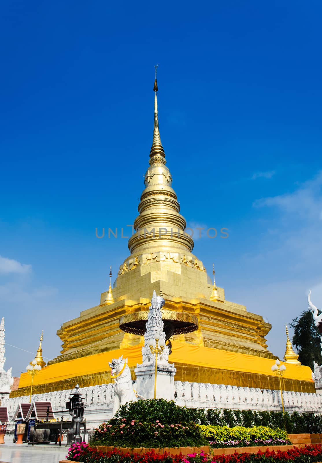 The architecture of golden pagoda of Thailand.