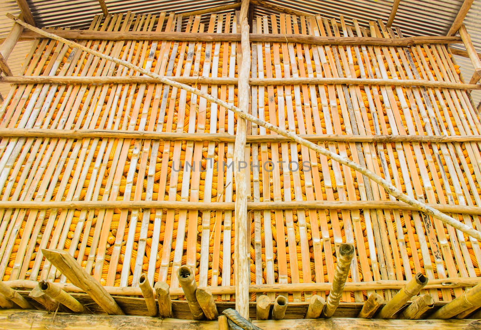 The Barn of Corn made from wood and bamboo.