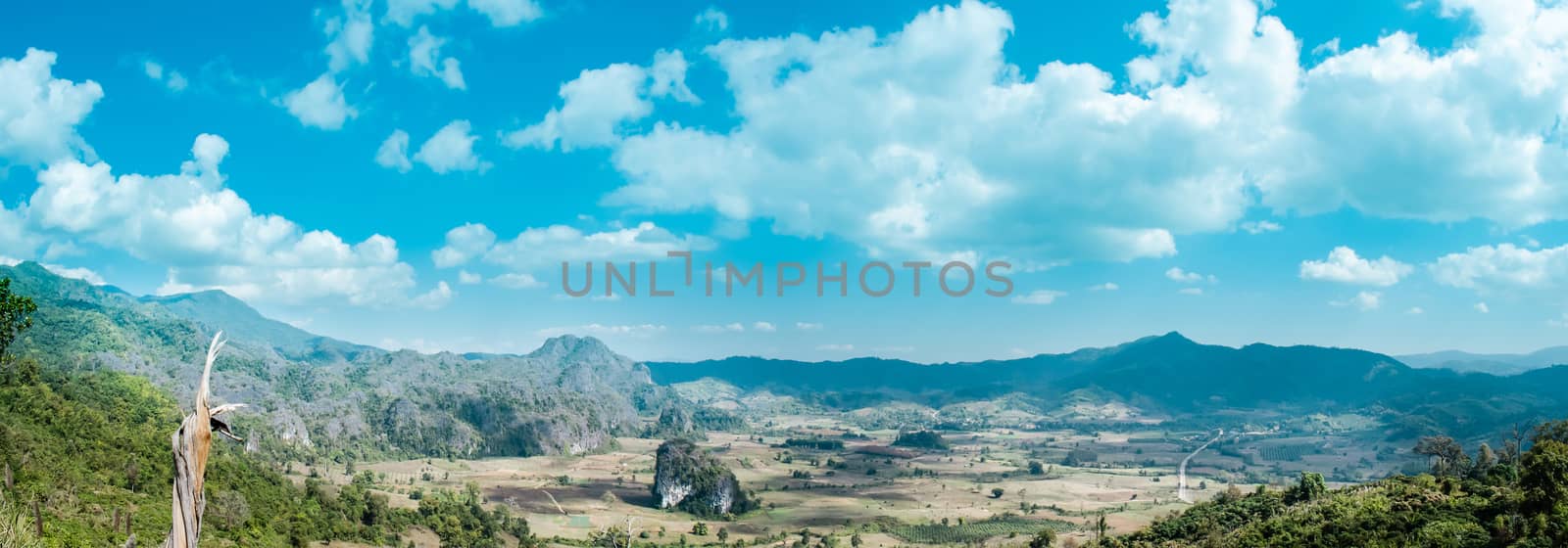 Landscape of Mountain and Farmland by kobfujar