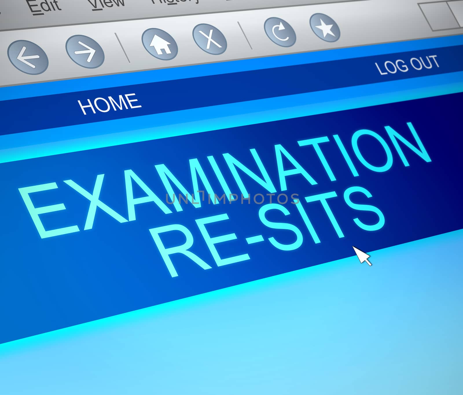 Illustration depicting a computer screen capture with an exam re-sit concept.