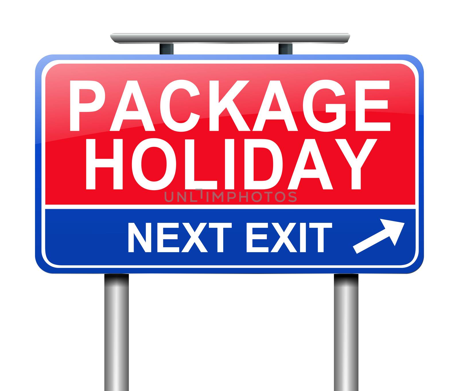 Illustration depicting a sign with a package holiday concept.