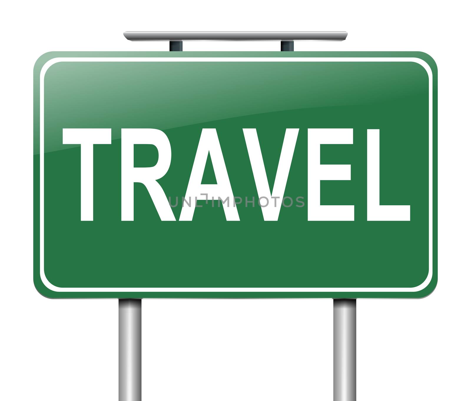 Illustration depicting a sign with a travel concept.