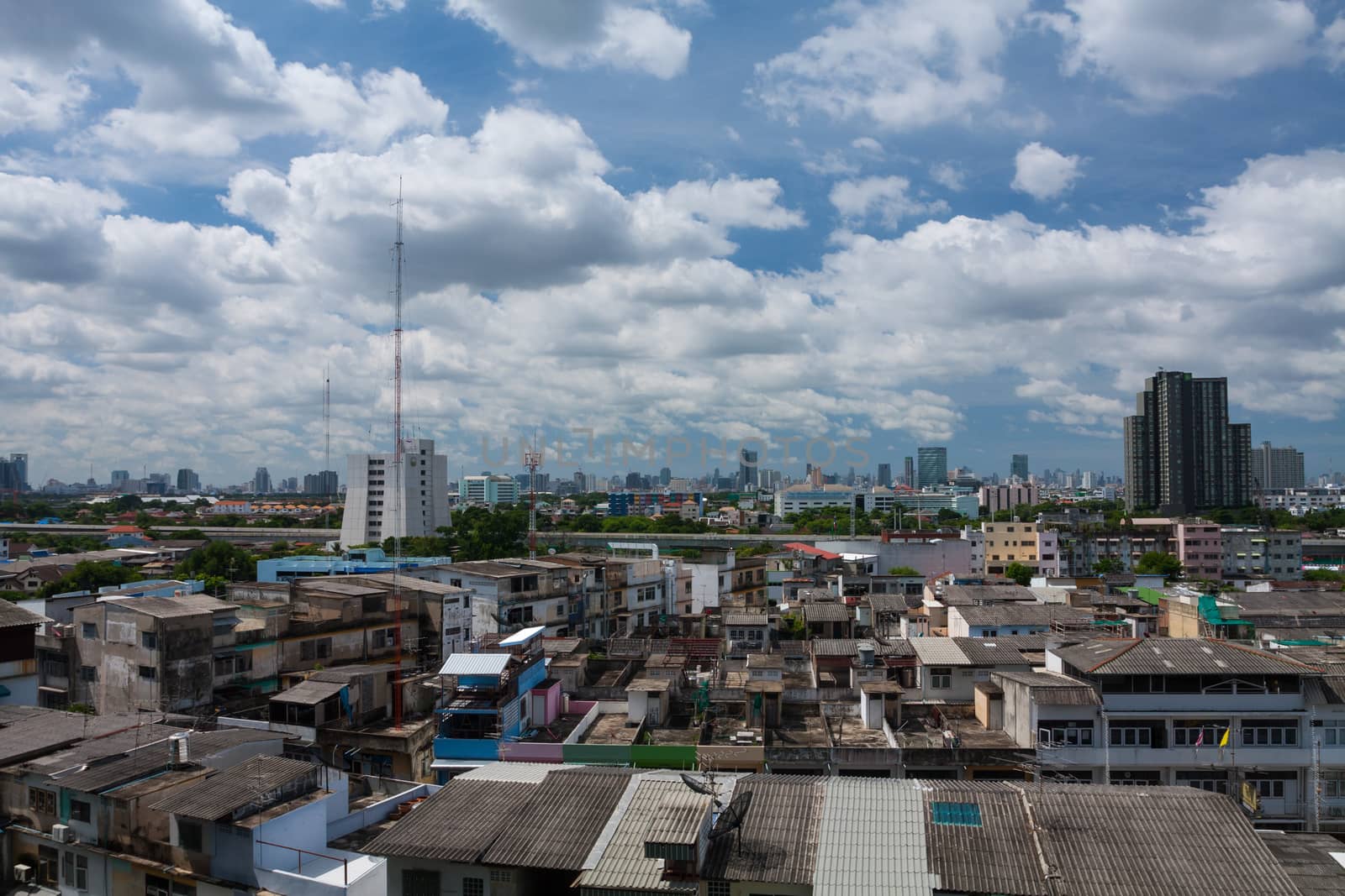 Bangkok city day view with blue sky
