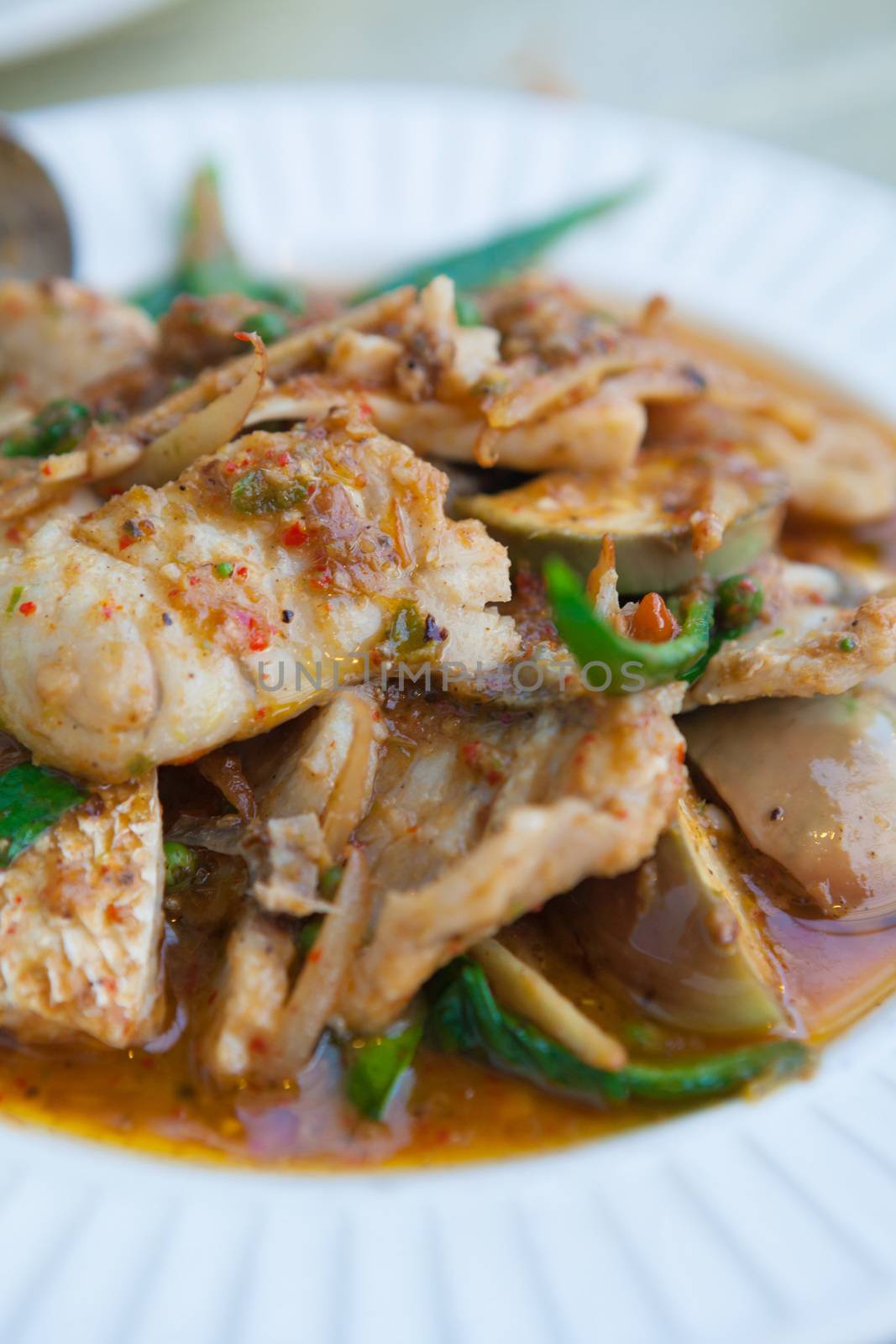 Fish in Dried Red Curry Thai food