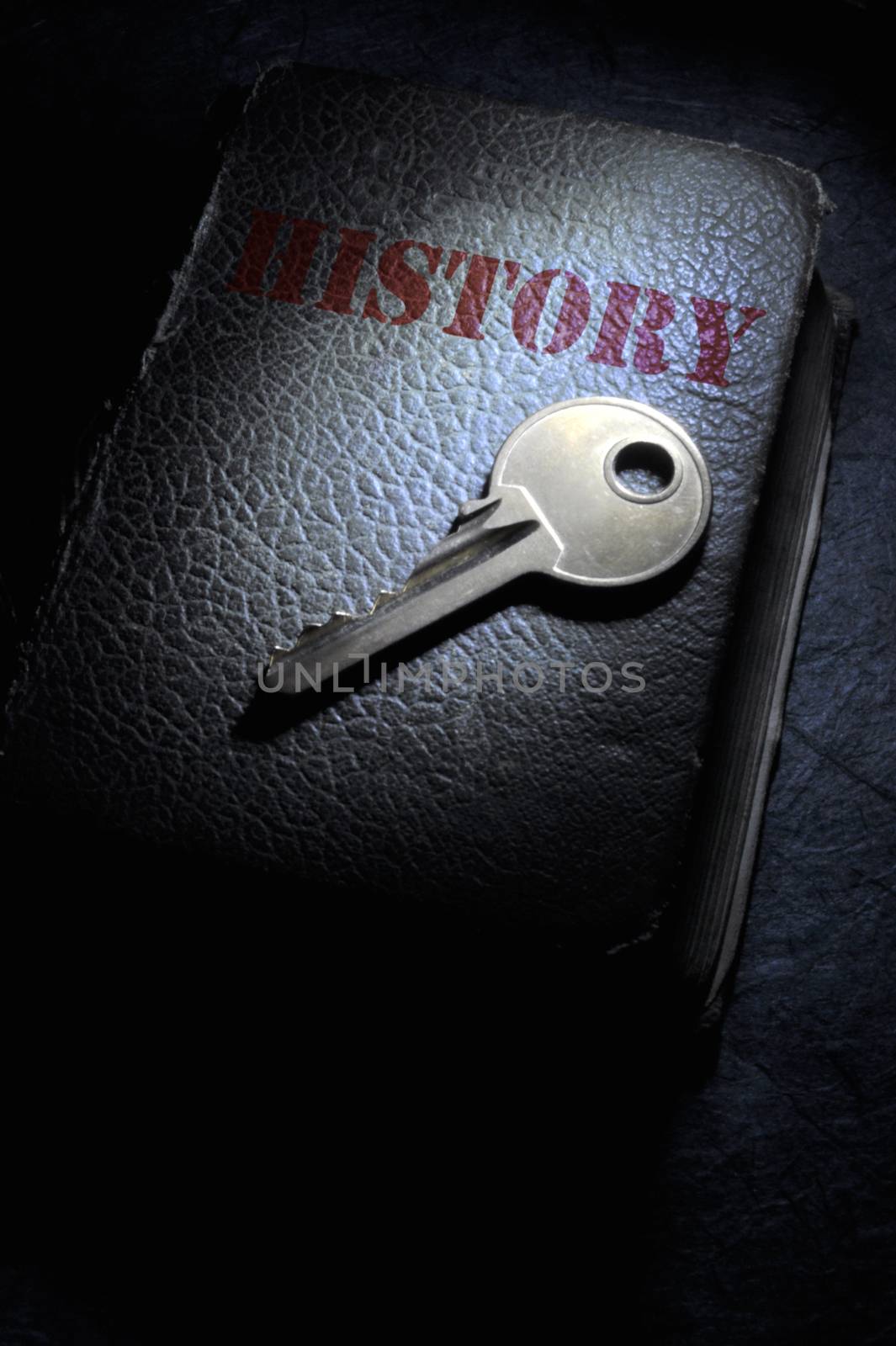 Key on top of an aged book