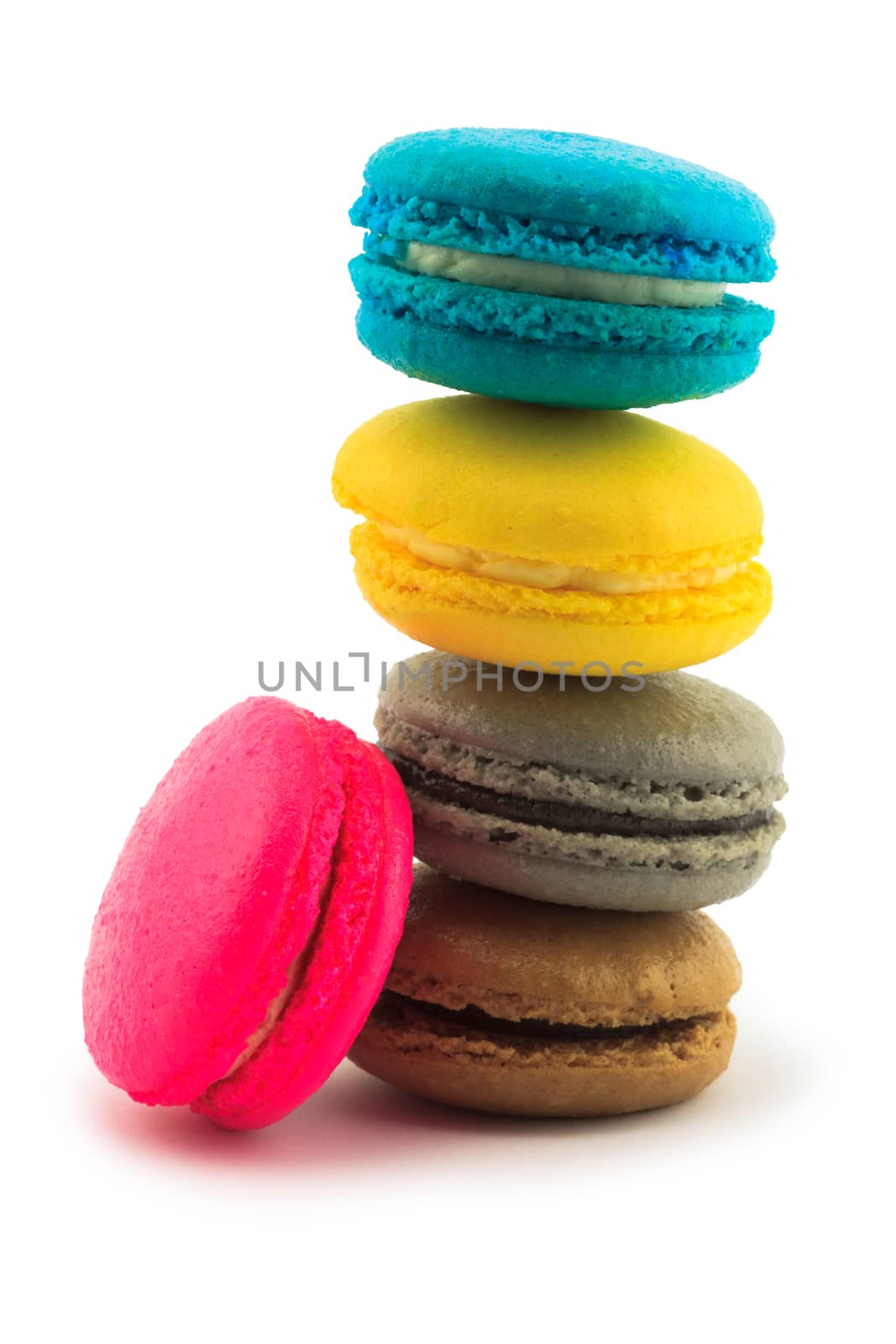 Macaroons tower isolated on white background