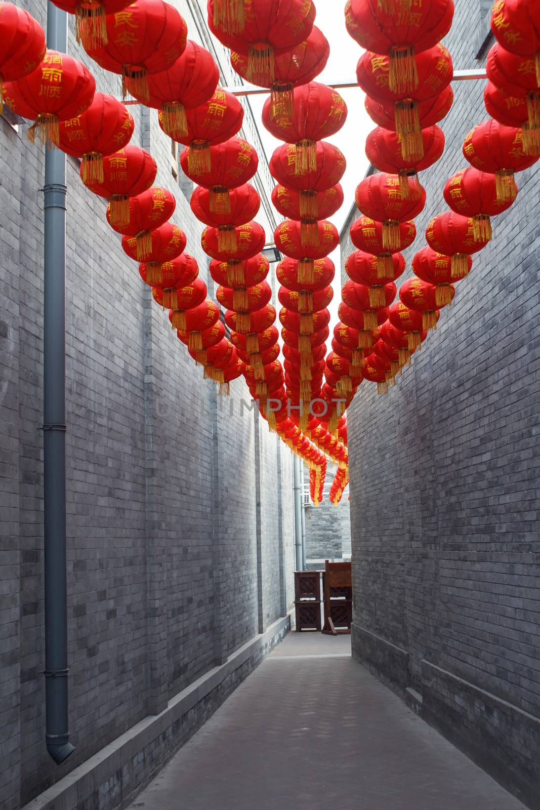 red lantern in the alley,Beijing