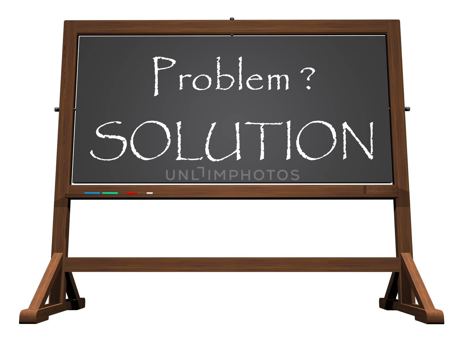 School blackboard for solution isolated in white background - 3D render