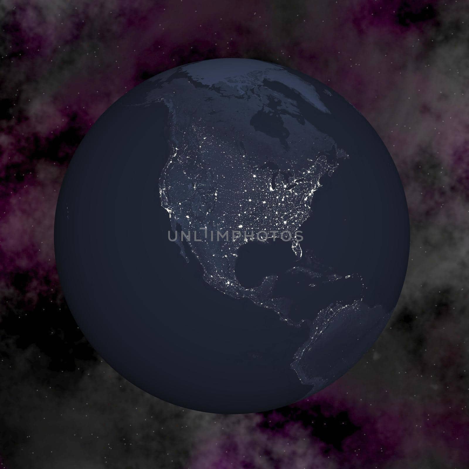 Planet earth by night, elements of this image furnished by NASA- 3D render