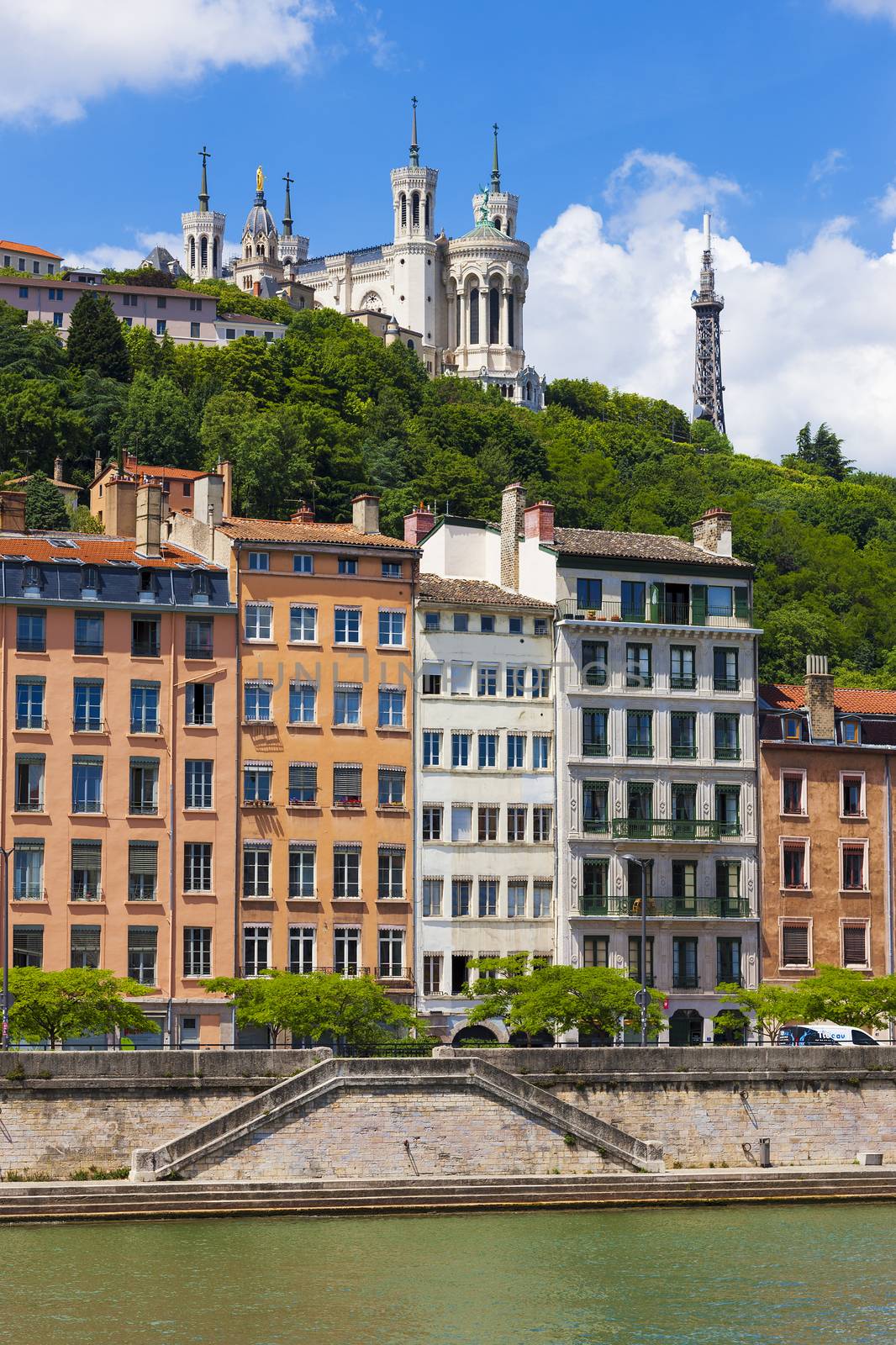 Lyon cityscape from Saone river by vwalakte