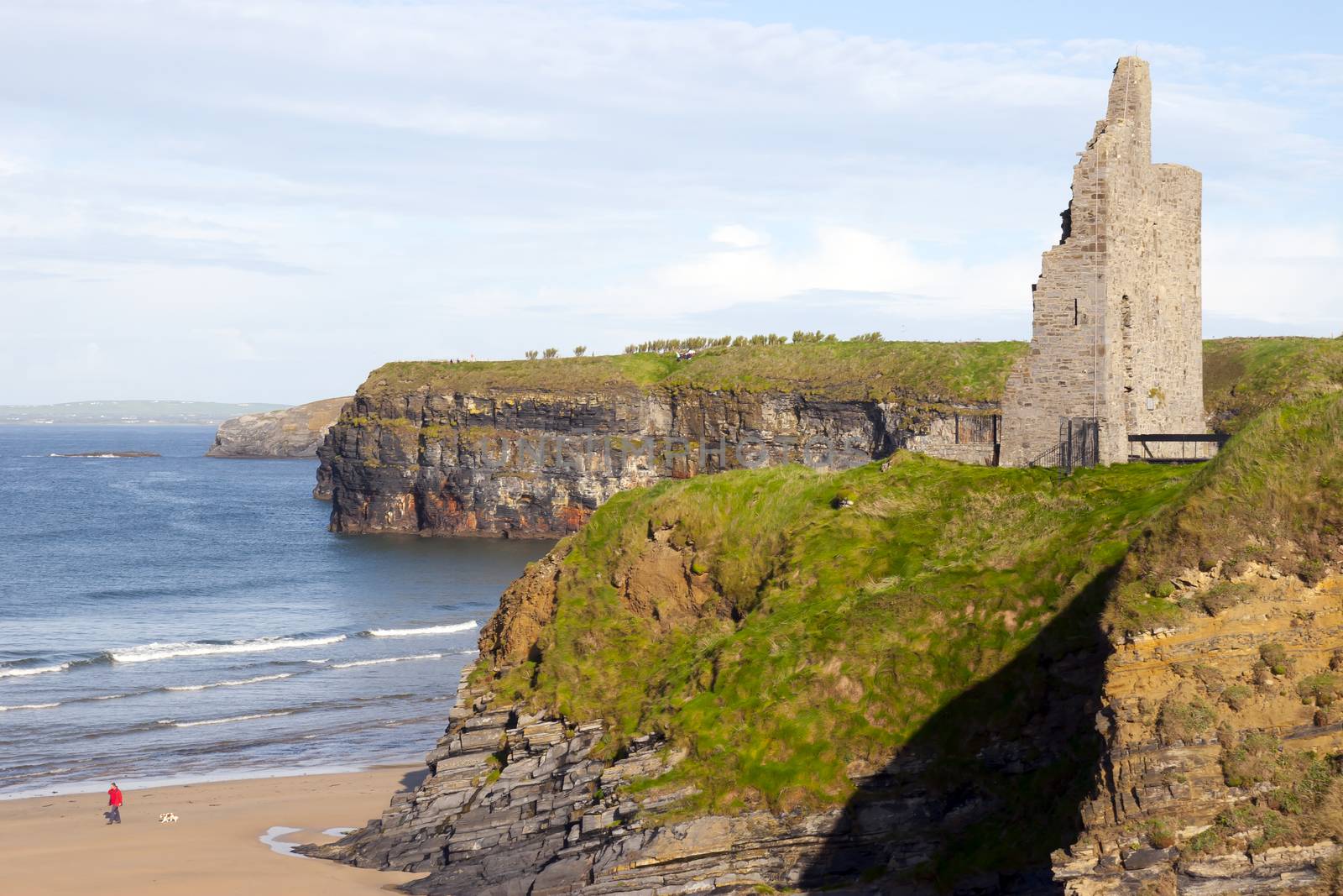 view of the castle beach and cliffs in Ballybunion county Kerry Ireland