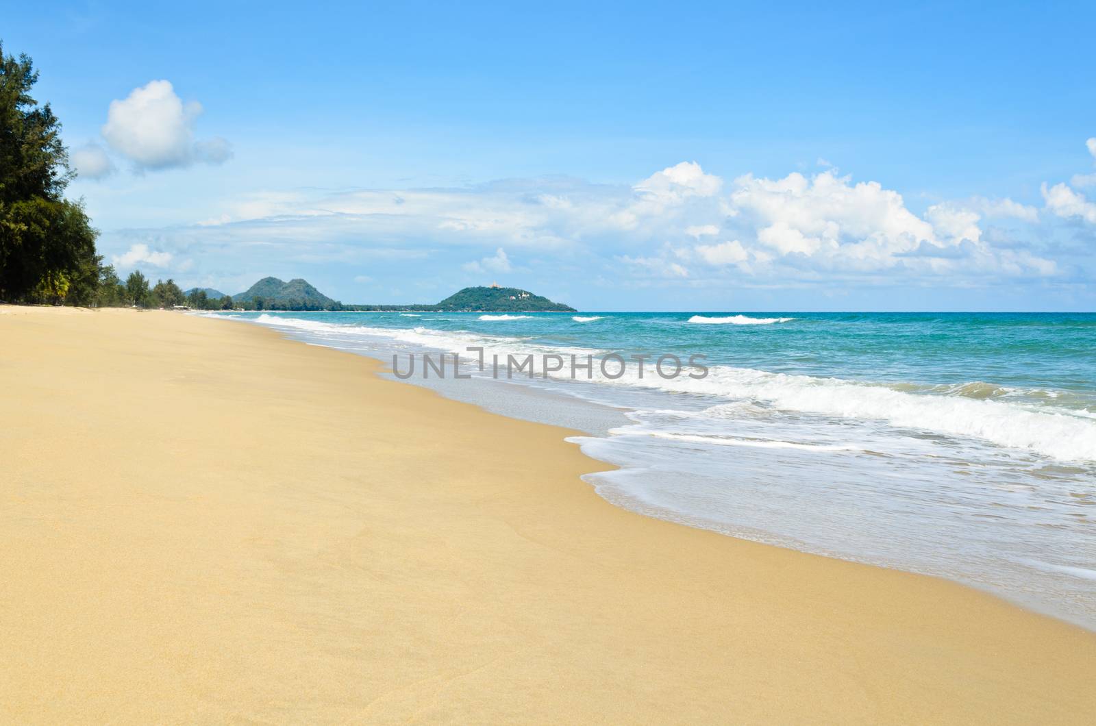 Beautiful clean beach and sea at Ban Krut in Prachuap Khiri Khan Province of Thailand.
