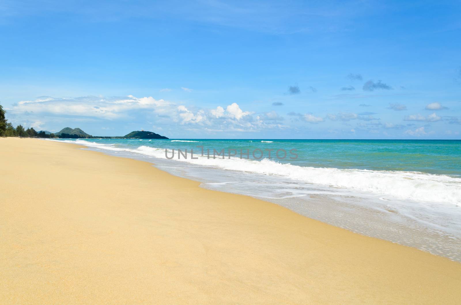 Beautiful clean beach and sea at Ban Krut in Prachuap Khiri Khan Province of Thailand.
