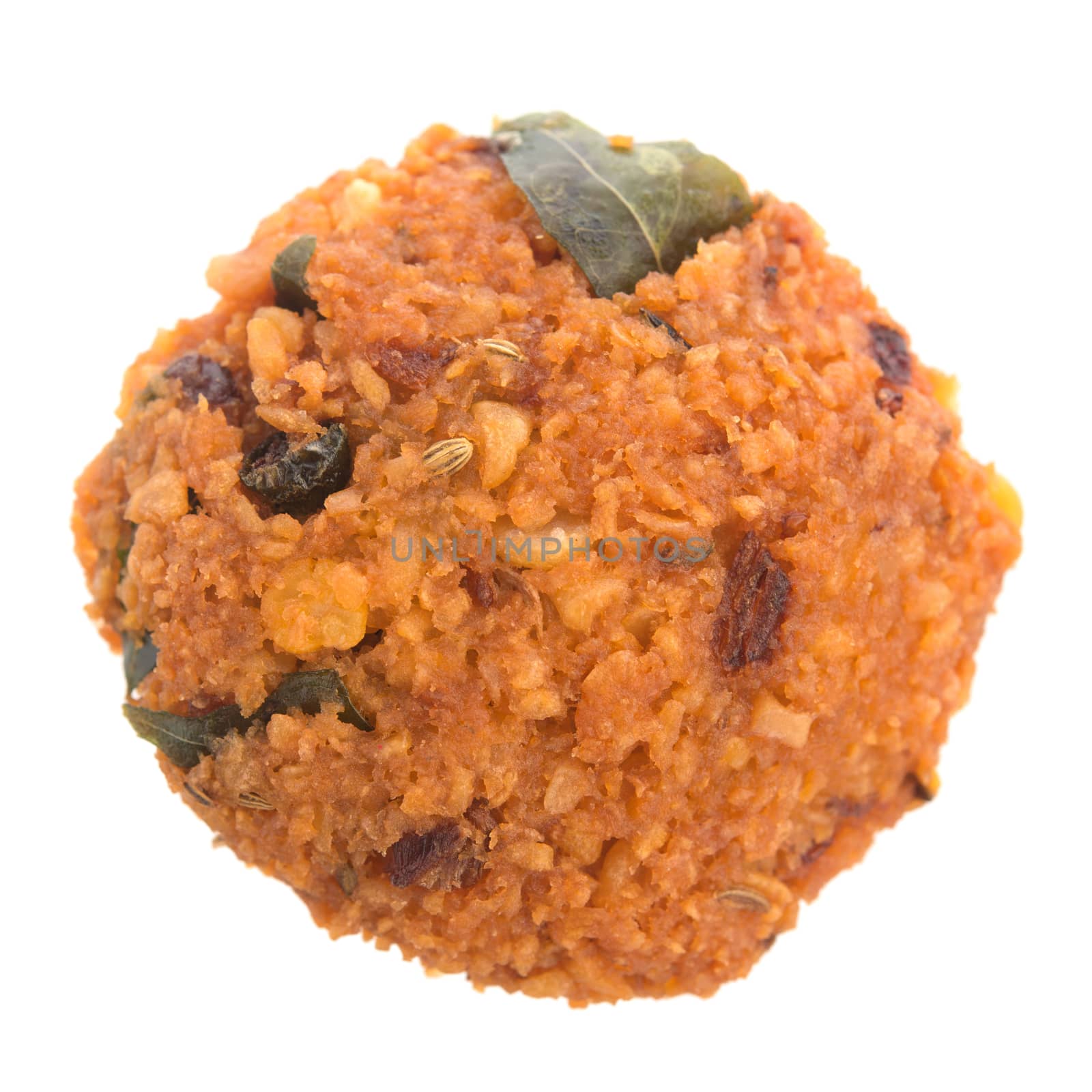 Deep fired vadai snack from South India, very common street food in the Indian Subcontinent and Sri Lanka, shoot isolated on white background.