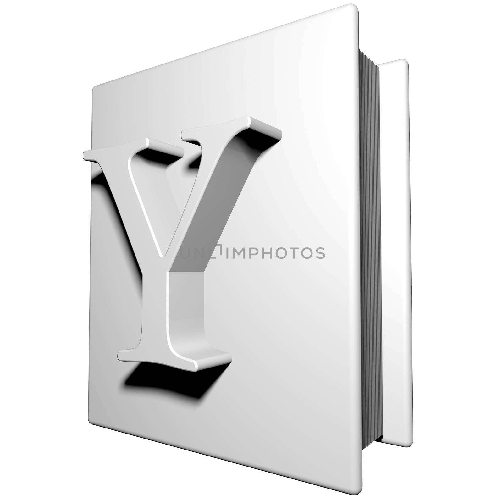 Book with letter Y on the cover, 3d render