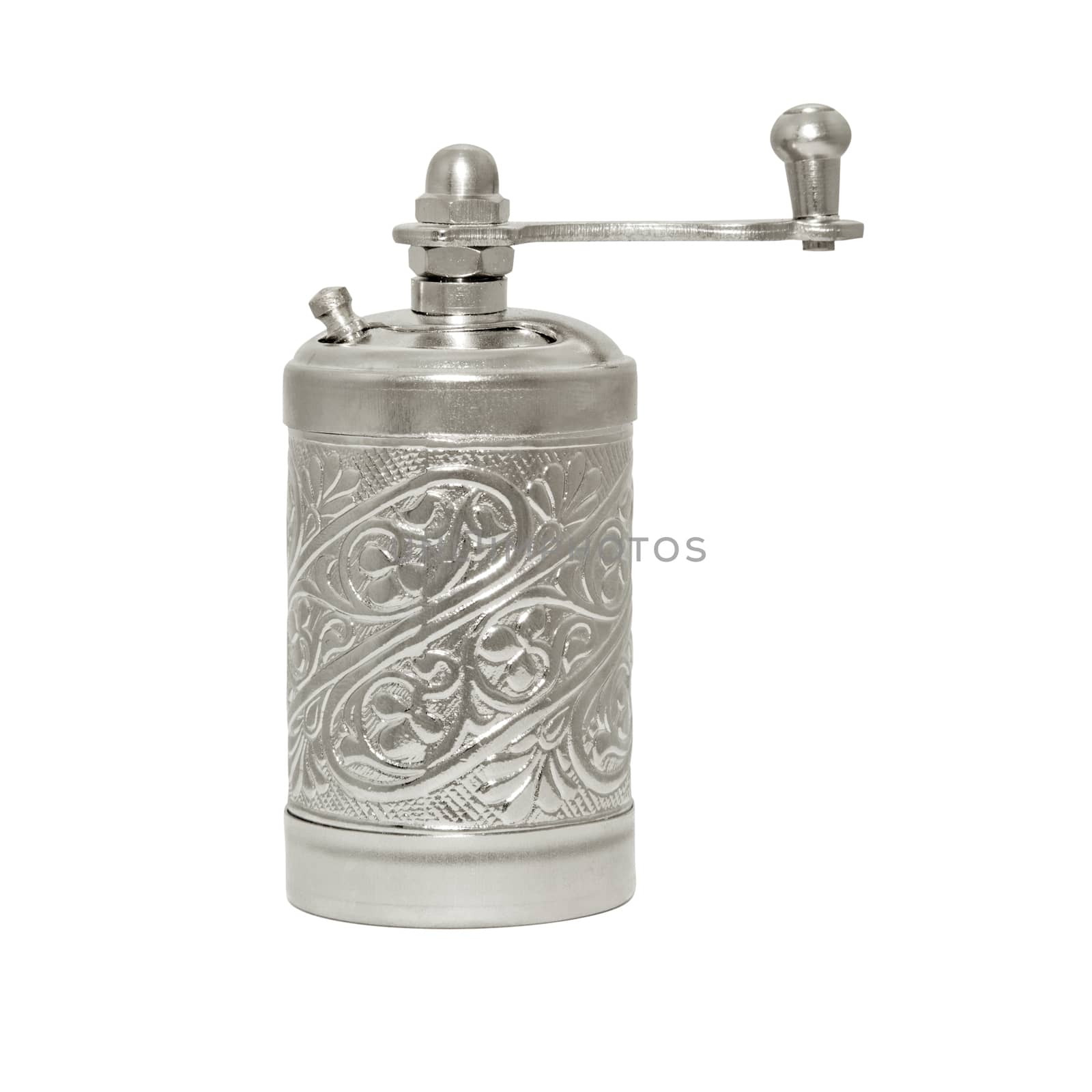Souvenir spice mill isolated over white background