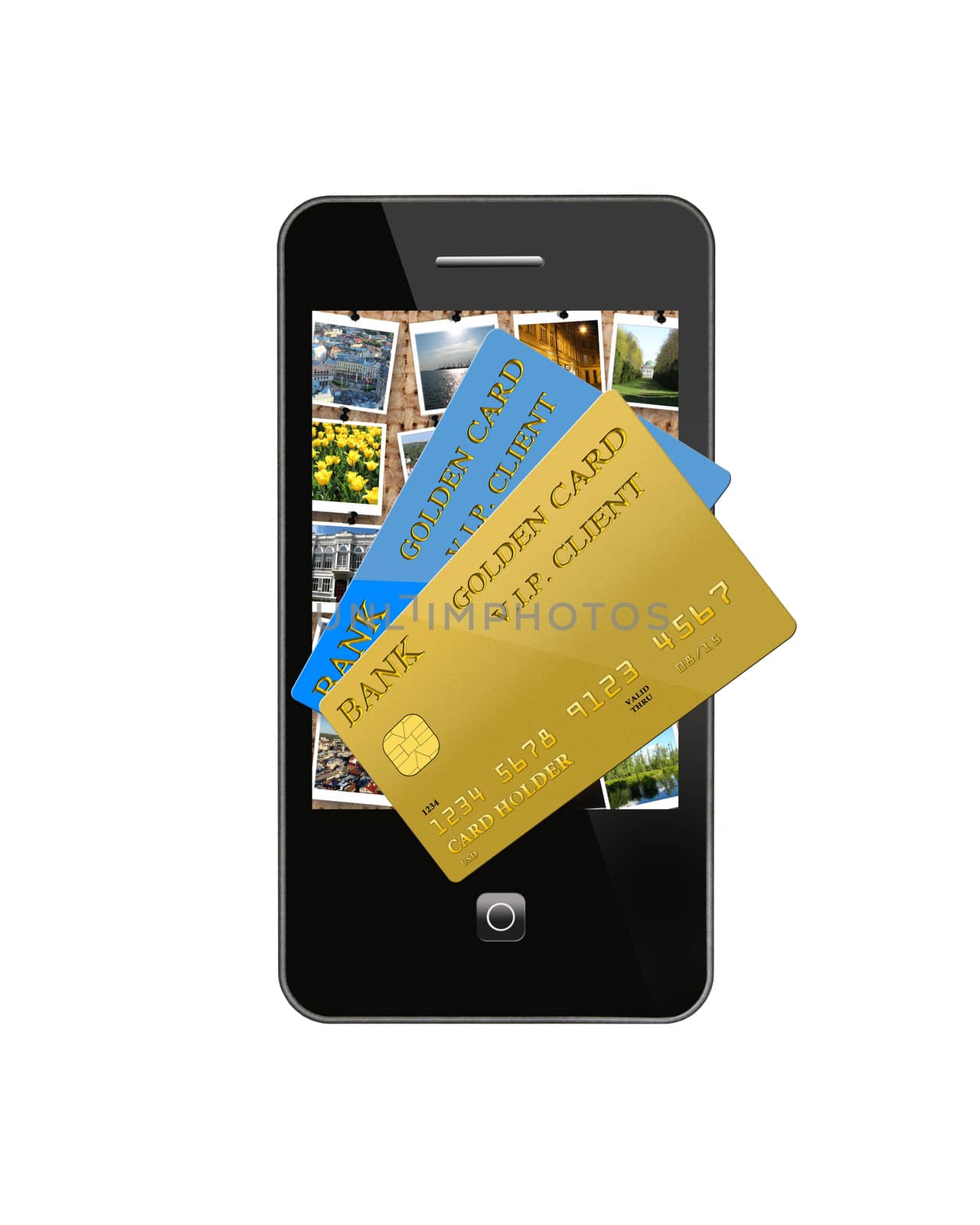 mobile phone with different credit cards by alexmak