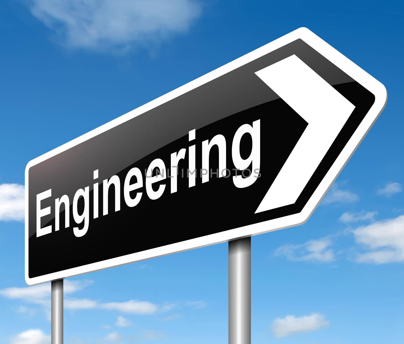 Illustration depicting a sign with an engineering concept.