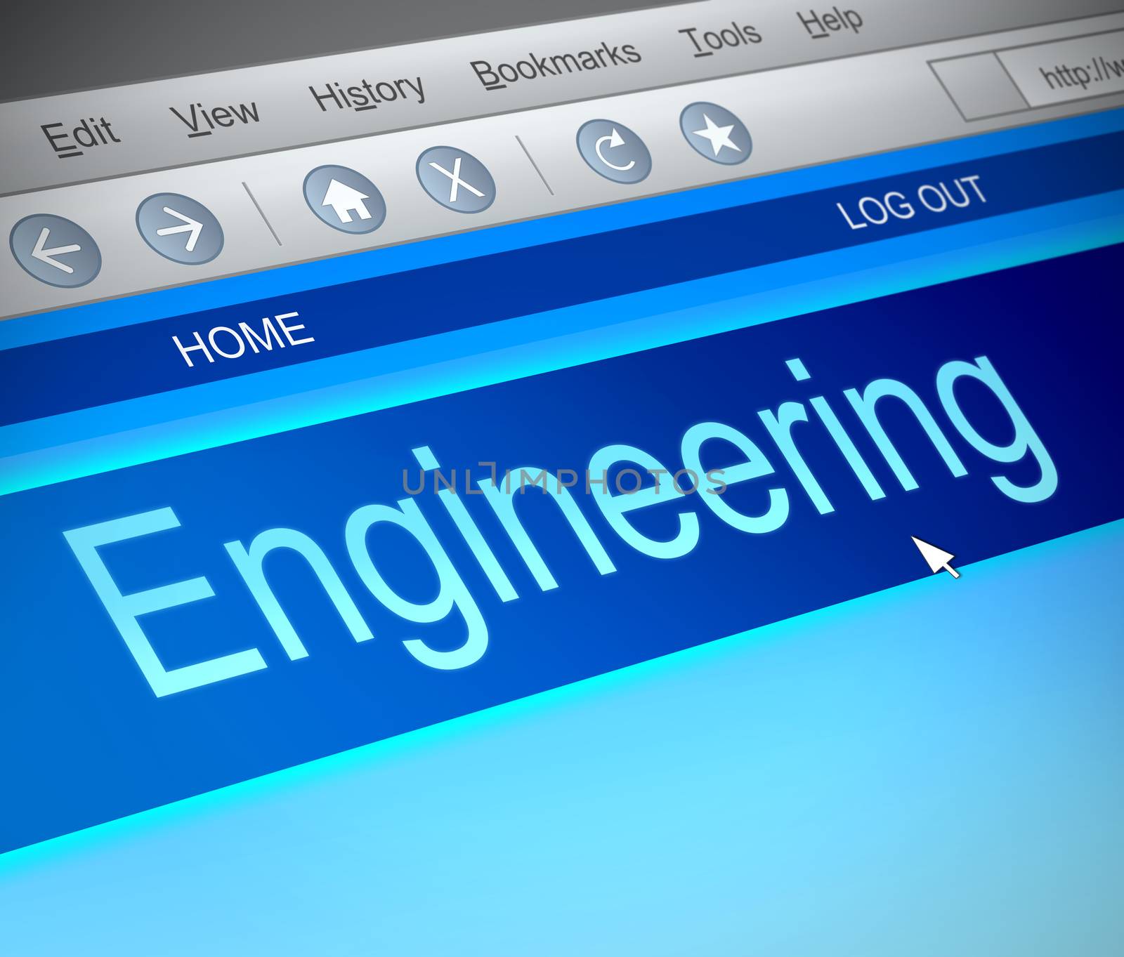 Illustration depicting a computer screen capture with an engineering concept.