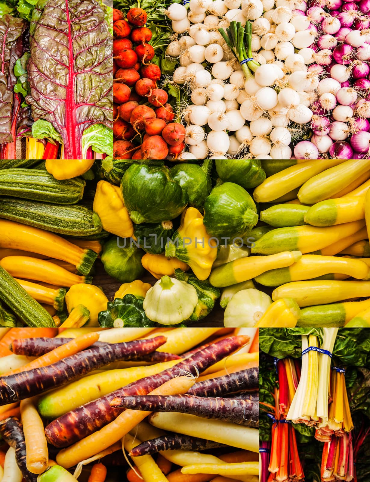 collage of fresh vegetables background