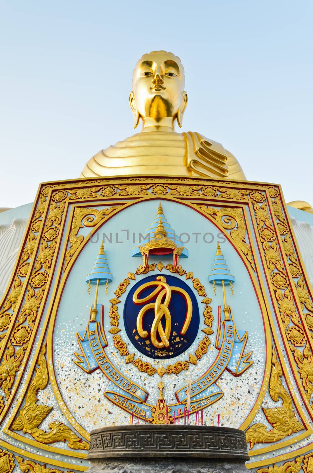 Phra Phuttha Kitti Siri Chai, Large golden buddha statue on the Thongchai mountain at Ban Krut in Prachuap Khiri Khan Province of Thailand
