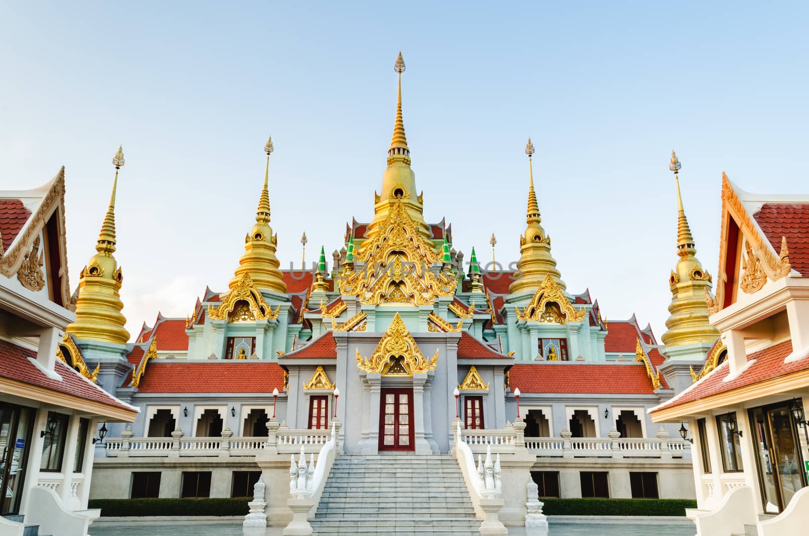 Phra Mahathat Chedi Phakdi Prakat, Beautiful golden pagoda's famous at Ban Krut in Prachuap Khiri Khan province Thailand