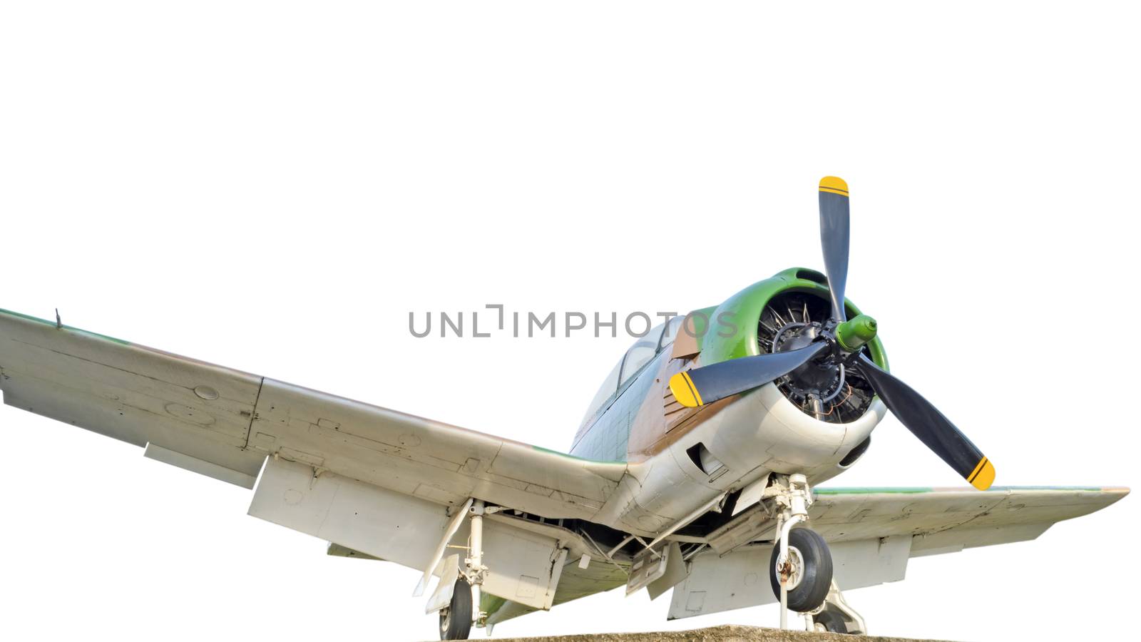 Old fighter aircraft used in world war 2 of Thailand on white background