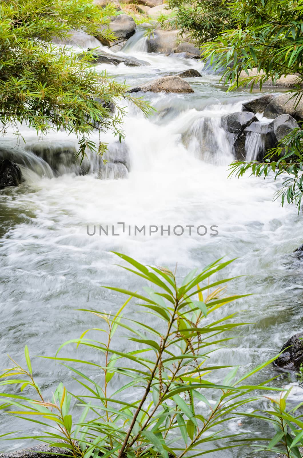 Kaeng Som Maw, Small waterfall at tropical forests in Ratchaburi Province of Thailand.
