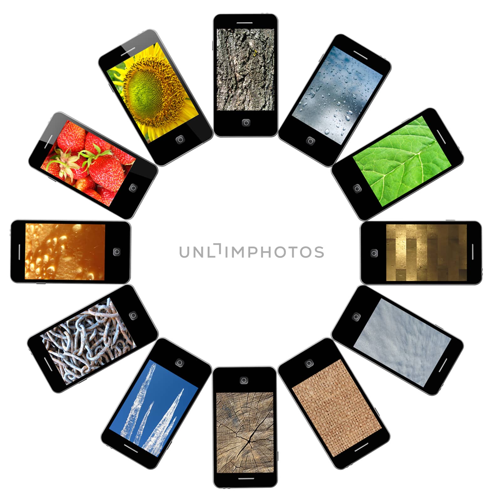 Modern mobile phones with different images by alexmak