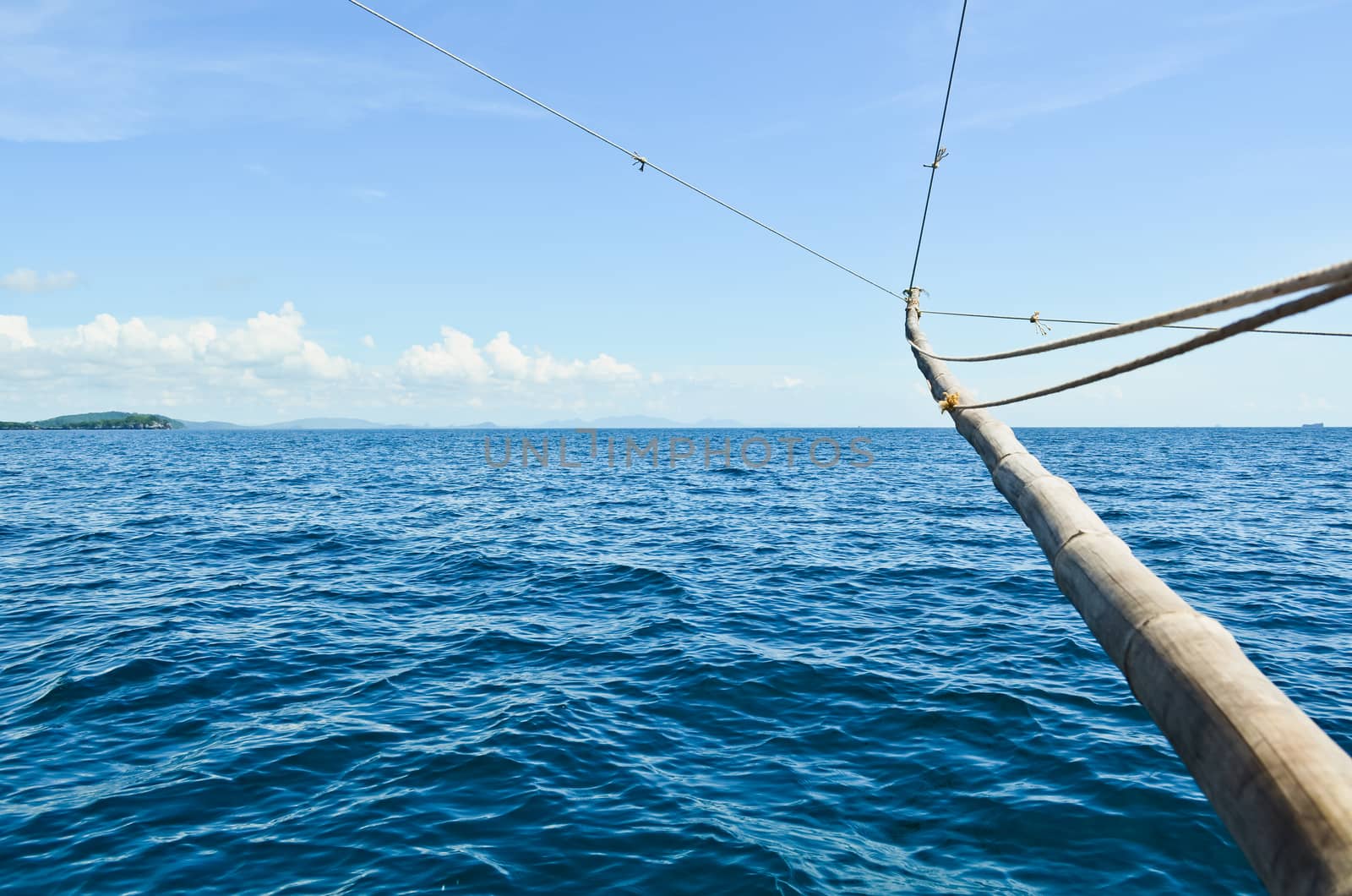 Landscape blue sea on the bright sky of summer, Thailand