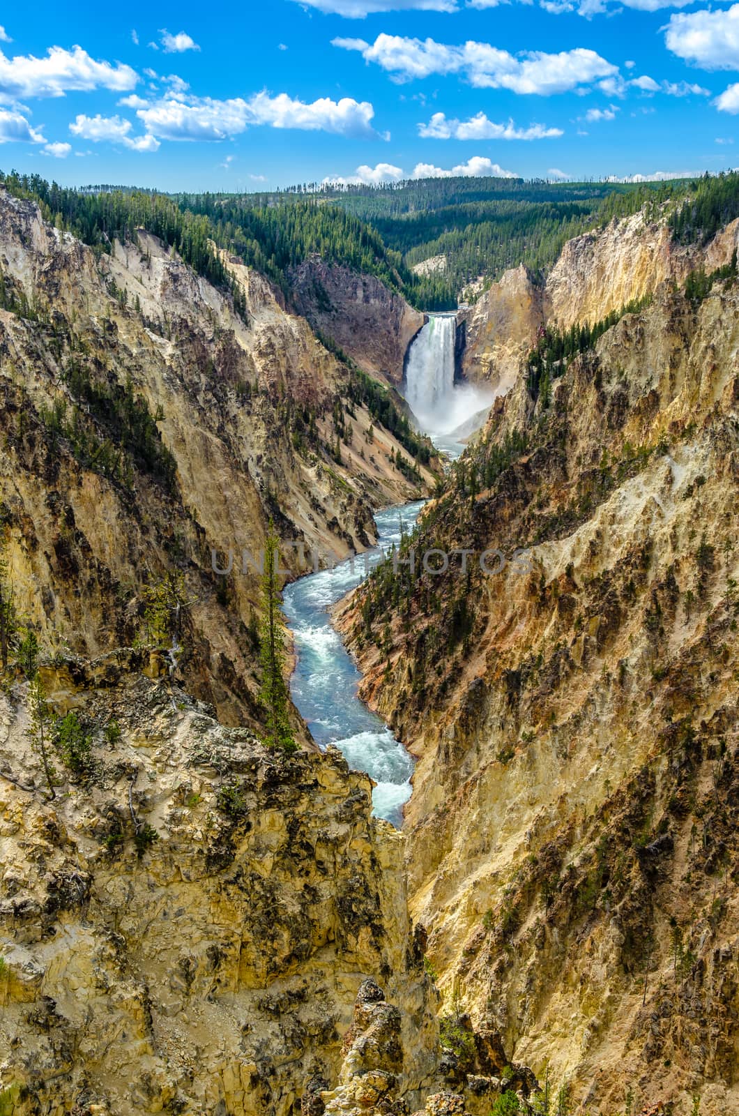 Landscape view at Grand canyon of Yellowstone, Wyoming, USA