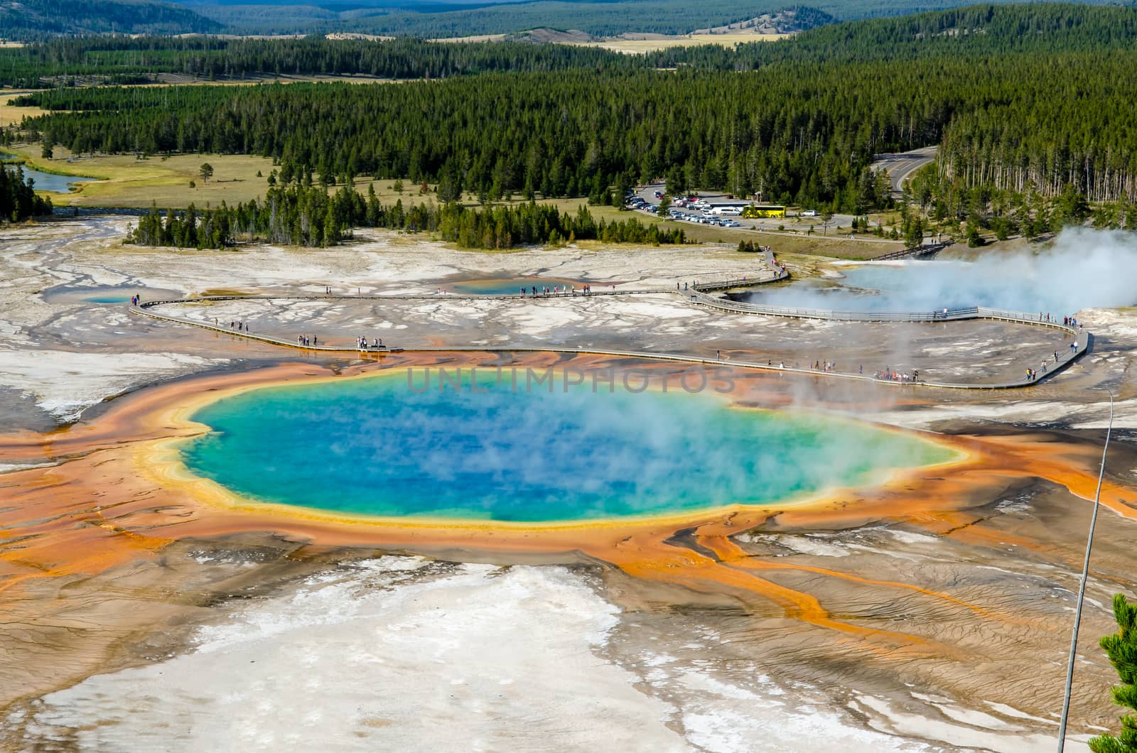 Landscape view of Grand Prismatic spring in Yellowstone NP by martinm303