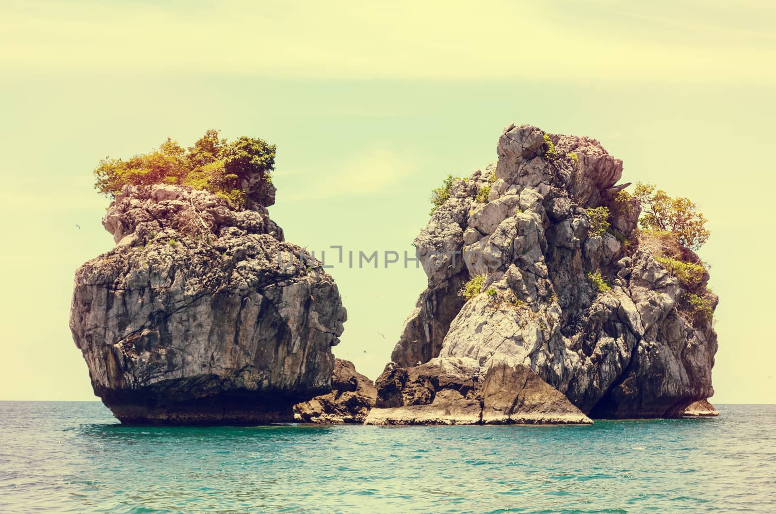 Vintage small Island on the ocean in Chumphon province, Thailand