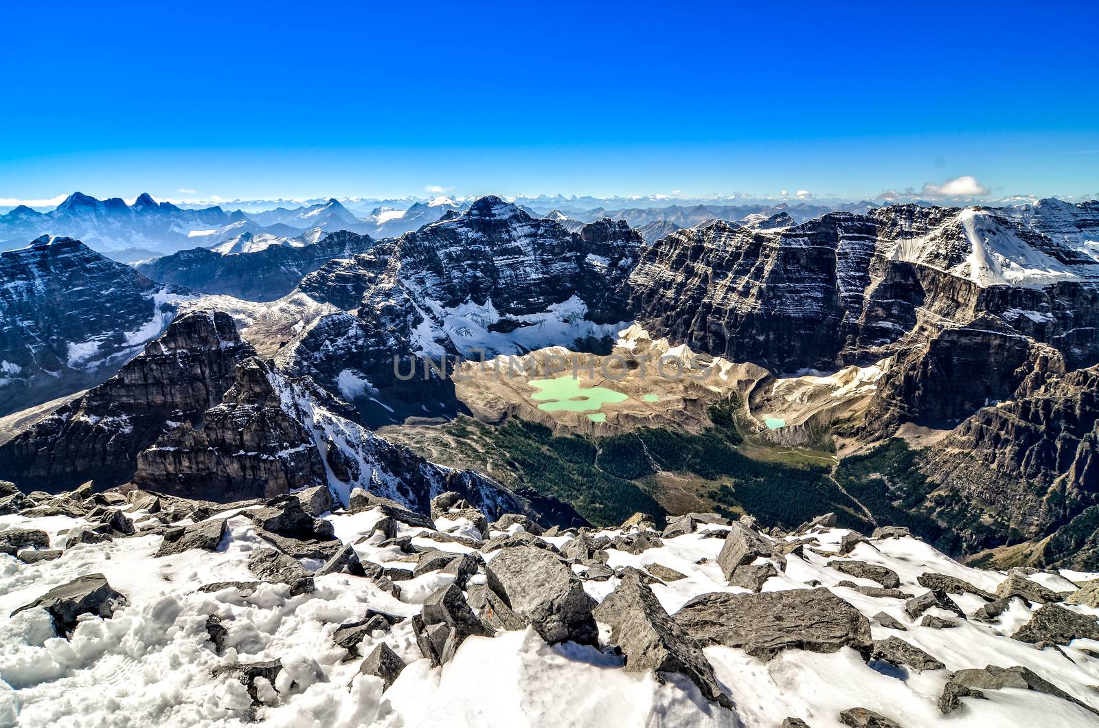 Mountain range view from Mt Temple, Banff NP, Canada by martinm303